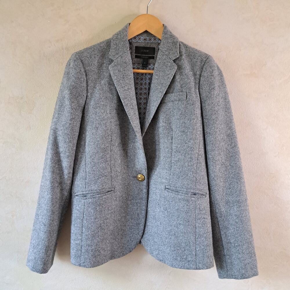 J. Crew Campbell Blazer Size 6 Gray Donegal Wool Classic Prep Academia - Picture 8 of 12